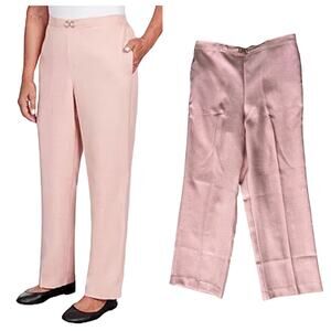 Alfred Dunner Womens Peach Comfort Waistband Straight Pant 12 Petite Short